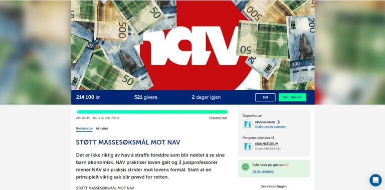 Samværssabotasje og barnebidrag: Over 200.000 kroner til søksmål mot Nav